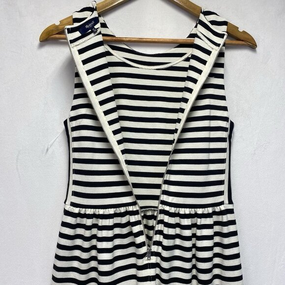 Madewell Afternoon Stripe Sleeveless A-Line Dress Women XS Black-White Back Zip - Picture 6 of 13